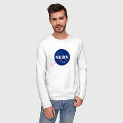 Лонгслив хлопковый мужской NASA NERV, цвет: белый — фото 2