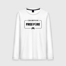 Лонгслив хлопковый мужской Free Fire gaming champion: рамка с лого и джойстик, цвет: белый