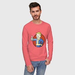 Лонгслив хлопковый мужской Vault boy like, цвет: коралловый — фото 2