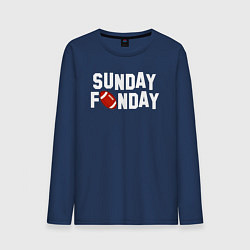 Лонгслив хлопковый мужской Воскресенье день веселья - американский футбол, цвет: тёмно-синий