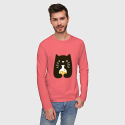 Лонгслив хлопковый мужской Котик - Химик, цвет: коралловый — фото 2