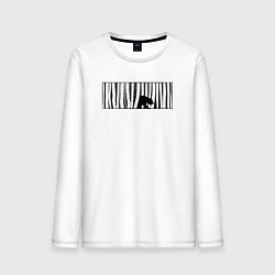 Лонгслив хлопковый мужской Медведь в берёзах, цвет: белый