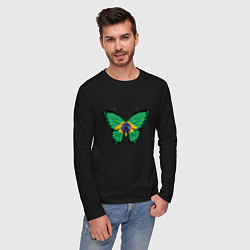 Лонгслив хлопковый мужской Бабочка - Бразилия, цвет: черный — фото 2