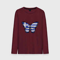 Лонгслив хлопковый мужской Бабочка - Греция, цвет: меланж-бордовый