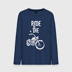 Лонгслив хлопковый мужской Ride or Die винтаж, цвет: тёмно-синий