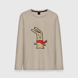 Лонгслив хлопковый мужской Кролик в шарфике, цвет: миндальный