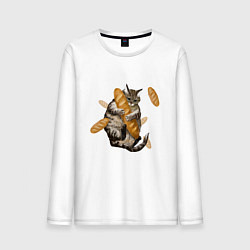 Мужской лонгслив Котик и батон