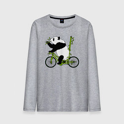 Мужской лонгслив Панда на велосипеде с бамбуком