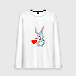 Лонгслив хлопковый мужской Влюблённый кролик, цвет: белый