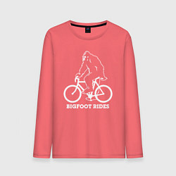 Лонгслив хлопковый мужской Бигфут на велосипеде, цвет: коралловый