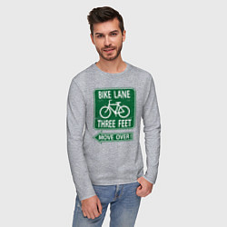 Лонгслив хлопковый мужской Велосипедная дорожка - подвинься, цвет: меланж — фото 2