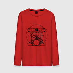 Лонгслив хлопковый мужской Vitruvian drummer, цвет: красный