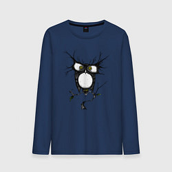 Лонгслив хлопковый мужской Сова и безумие, цвет: тёмно-синий