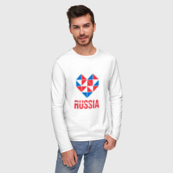Лонгслив хлопковый мужской Россия в моём сердце, цвет: белый — фото 2