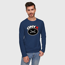 Лонгслив хлопковый мужской Onyx - black logo, цвет: тёмно-синий — фото 2