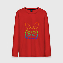 Лонгслив хлопковый мужской Радужный кролик, цвет: красный