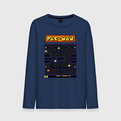 Лонгслив хлопковый мужской Pac-Man на ZX-Spectrum, цвет: тёмно-синий