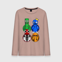 Мужской лонгслив Радужные друзья: Зеленый, Синий, Оранжевый и Красн