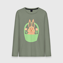 Лонгслив хлопковый мужской Кролик в корзине, цвет: авокадо