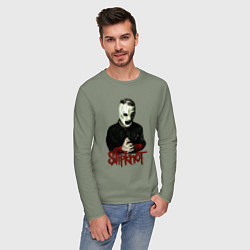 Лонгслив хлопковый мужской Slipknot mask, цвет: авокадо — фото 2