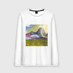 Лонгслив хлопковый мужской Арт Утро в горах, цвет: белый