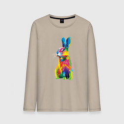 Лонгслив хлопковый мужской Кролик в стиле поп-арт, цвет: миндальный