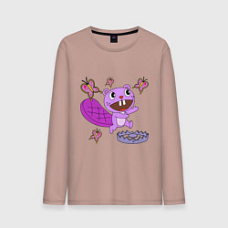 Лонгслив хлопковый мужской Toothy trap, цвет: пыльно-розовый