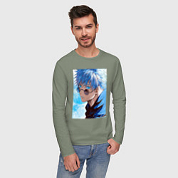 Лонгслив хлопковый мужской Сатору Годжо в очках - Jujutsu kaisen, цвет: авокадо — фото 2