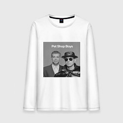 Лонгслив хлопковый мужской Pet shop boys, цвет: белый
