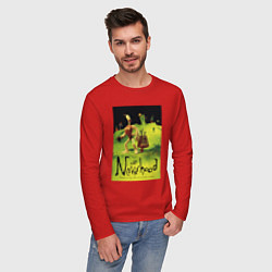 Лонгслив хлопковый мужской Неверь в худо - постер, цвет: красный — фото 2