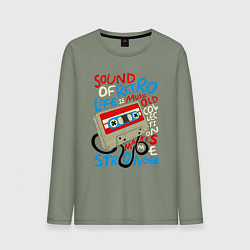 Лонгслив хлопковый мужской Касссета ретро звук, цвет: авокадо