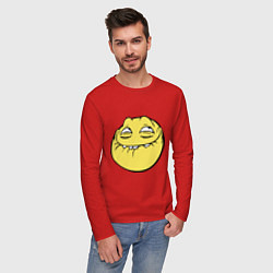Лонгслив хлопковый мужской Smiley trollface, цвет: красный — фото 2