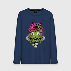 Мужской лонгслив Green rabbit Happy new year