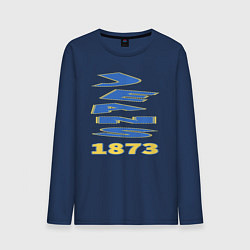 Лонгслив хлопковый мужской Текст джинс, цвет: тёмно-синий