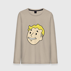 Лонгслив хлопковый мужской Vault boy head, цвет: миндальный