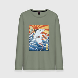 Мужской лонгслив Гравюра японский опоссум в стиле укиё-э