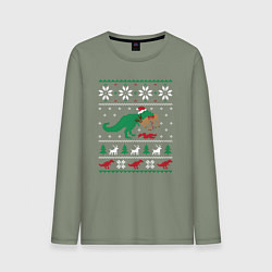 Мужской лонгслив Новогодний тирекс - ugly sweater
