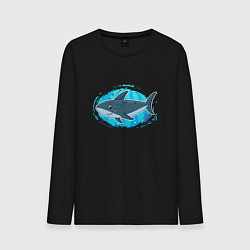 Лонгслив хлопковый мужской Мультяшная акула под водой, цвет: черный