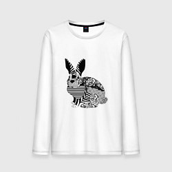 Лонгслив хлопковый мужской Rabbit in patterns, цвет: белый