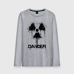 Лонгслив хлопковый мужской Danger radiation symbol, цвет: меланж