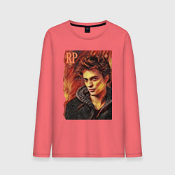 Лонгслив хлопковый мужской Роберт Паттинсон - cool dude, цвет: коралловый