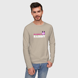 Лонгслив хлопковый мужской My name is Rabbit, цвет: миндальный — фото 2