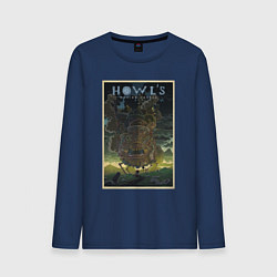 Лонгслив хлопковый мужской Howls castle poster, цвет: тёмно-синий