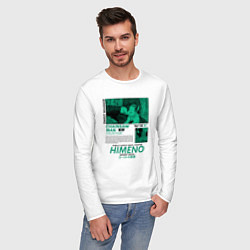 Лонгслив хлопковый мужской Химэно чёрные буквы, цвет: белый — фото 2