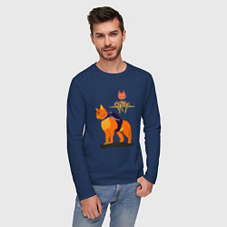 Лонгслив хлопковый мужской Stray - cat logo, цвет: тёмно-синий — фото 2