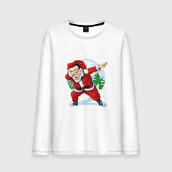 Лонгслив хлопковый мужской Dabbing Santa day, цвет: белый