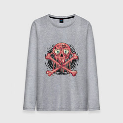 Лонгслив хлопковый мужской Pink skull, цвет: меланж