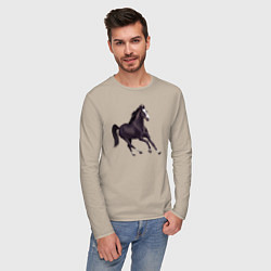 Лонгслив хлопковый мужской Марварская лошадь, цвет: миндальный — фото 2