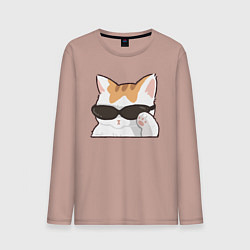 Мужской лонгслив Бело-рыжий котик в очках