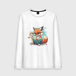 Лонгслив хлопковый мужской Умный лисёнок, цвет: белый